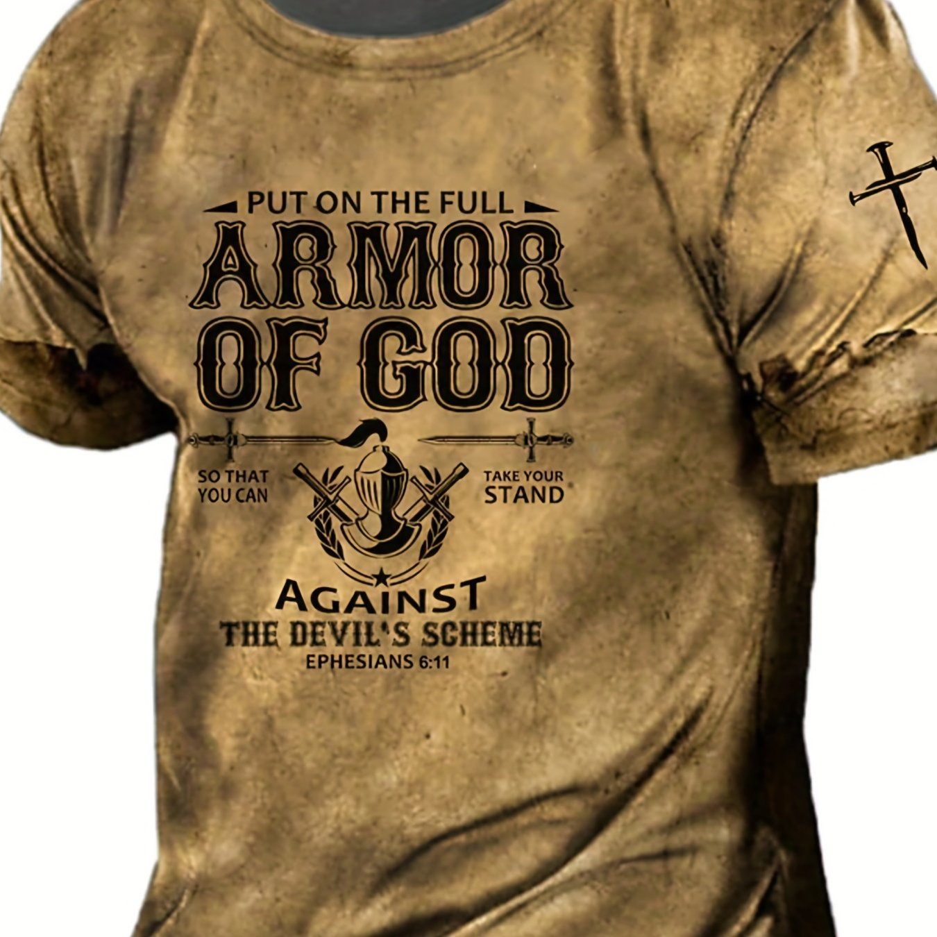 Men's Armor of God 3D Printed Tee - Creative Design, Comfortable Stretch Fabric, Perfect for Summer Outdoor Activities
