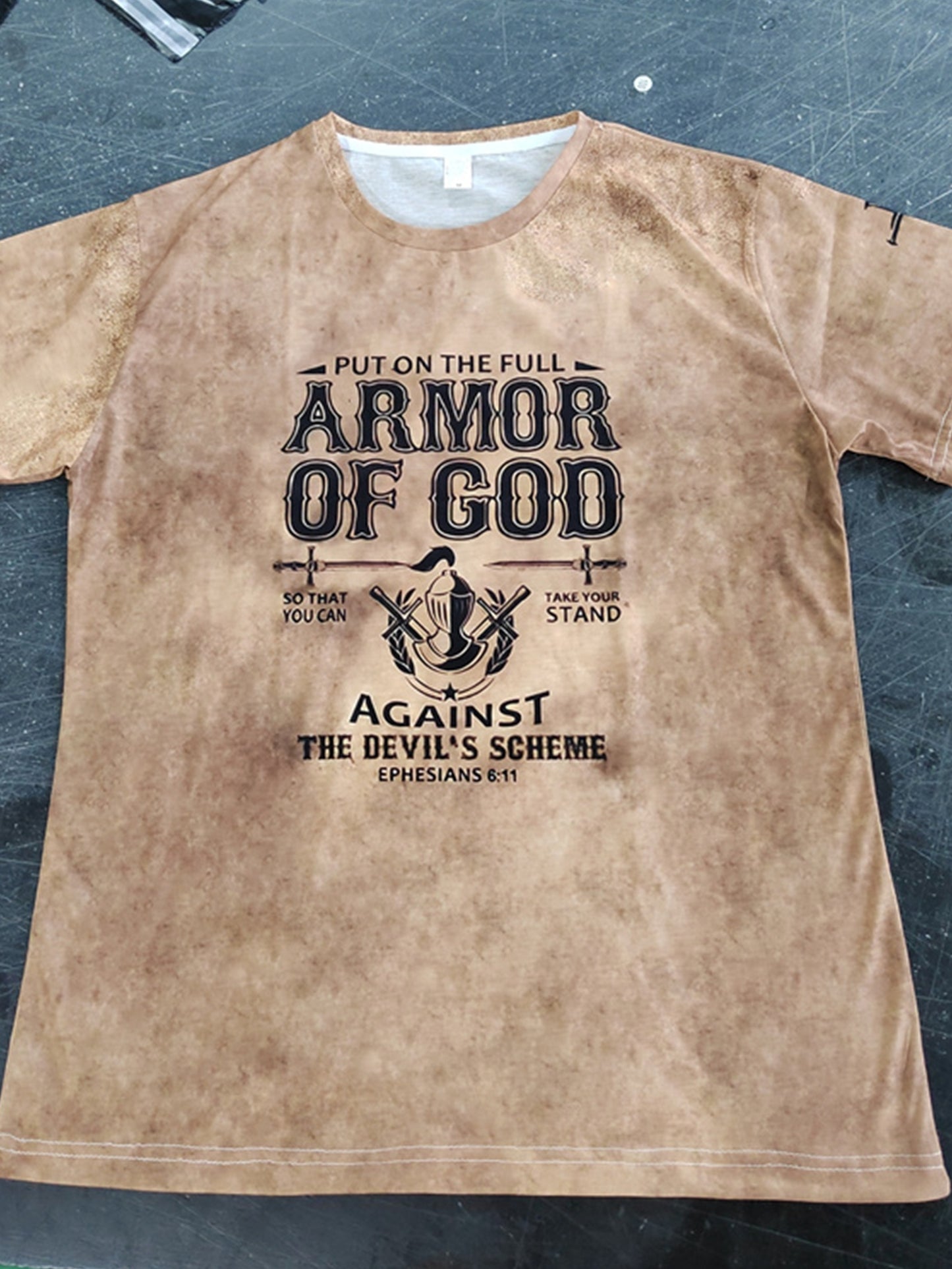 Men's Armor of God 3D Printed Tee - Creative Design, Comfortable Stretch Fabric, Perfect for Summer Outdoor Activities